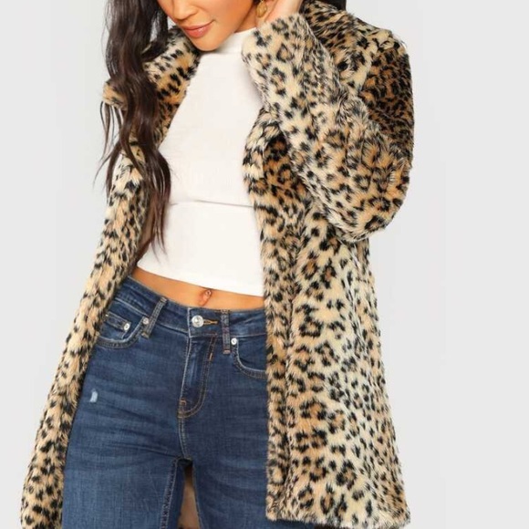 Leopard print casual faux fur cardigan - Picture 3 of 4